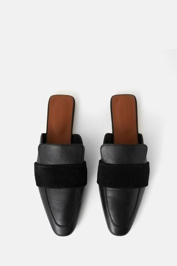 Jigsaw Black Backless Loafers