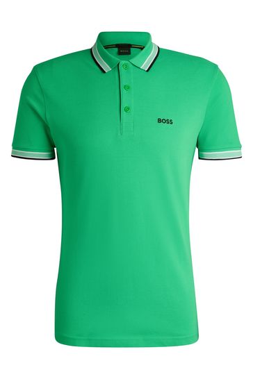 Buy BOSS Green Contrast Logo Paddy Polo Shirt in Cotton Pique from Next Bahrain
