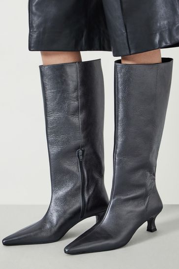 Buy Hush Katlynn Leather Kitten Heel Knee Boots from Next Bahrain