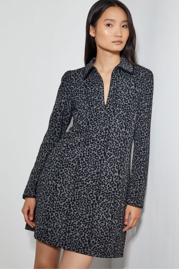 Lipsy leopard print jacquard shirt dress top