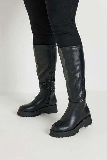 Yours Curve Extra Wide Fit Wedge Knee High Boots