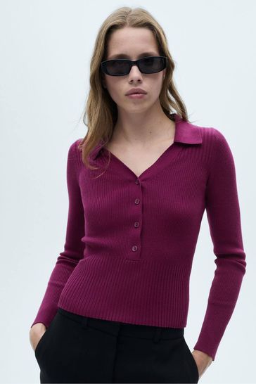 Buy Mango Ribbed Sweater With Buttons from the Laura Ashley online shop