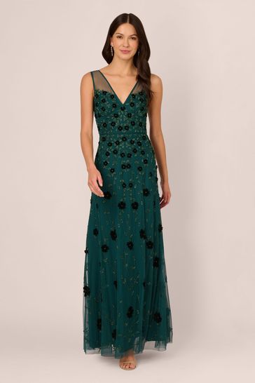 Adrianna papell beaded illusion gown cheap