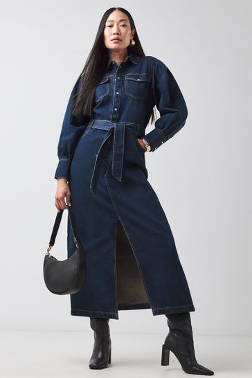 Buy JD Williams Blue Denim Maxi Shirt Dress from Next Poland