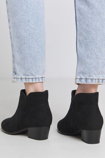 JD Williams Black Classic Synthetic Western Ankle Boots in Extra Wide Fit