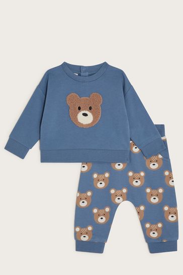Buy Monsoon Blue Newborn Bear 100 Cotton Sweatshirt and Joggers Set from Next Bahrain