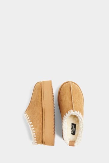 Buy River Island Brown Faux Fur Lined Platform Slippers from Next Saudi Arabia
