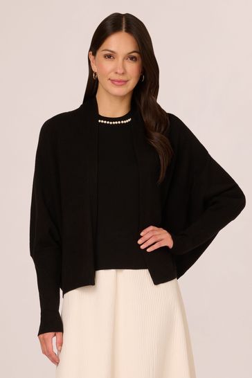 Buy Adrianna Papell Short Cocoon Cardigan With Long Sleeves And Ribbed Cuffs from Next Kuwait