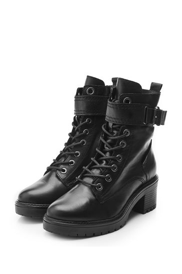 Lace up black biker boots store