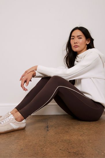 Buy Mint Velvet Brown Fringed Jersey Midi Leggings from Next Poland