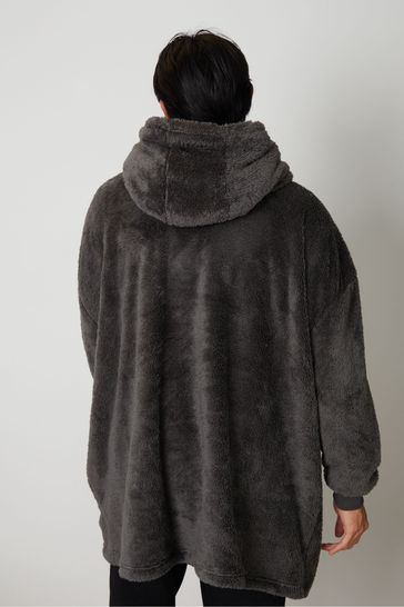 Buy Threadbare Light Grey Borg Oversized Check Loungewear Hoodie from Next Bahrain