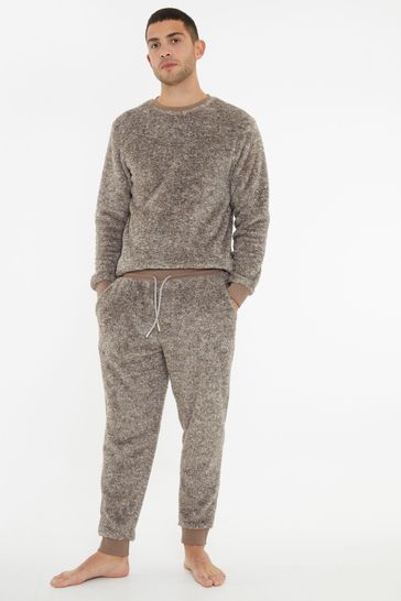 Buy Threadbare Two Tone Teddy Fleece Loungewear Set from the Laura Ashley online shop