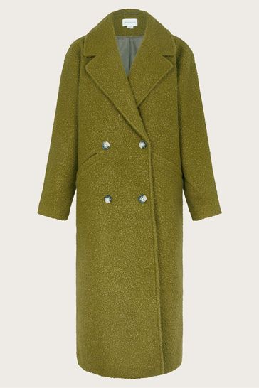 Buy Monsoon Green Ophelia Double Breasted Boucle Coat from Next Denmark