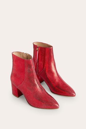 Buy Boden Red Block Heel Leather Ankle Boots from Next Kuwait