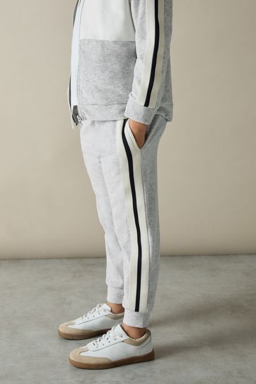 Reiss Chance Velour Side Stripe Tracksuit Joggers