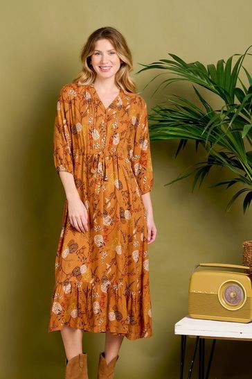 Brakeburn Gold Meadow Midi Dress