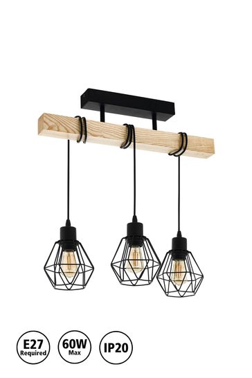 Eglo Black Townshend 5 Caged Ceiling Light