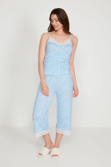 Anya Madsen Blue Ditsy Lace Pyjama Set