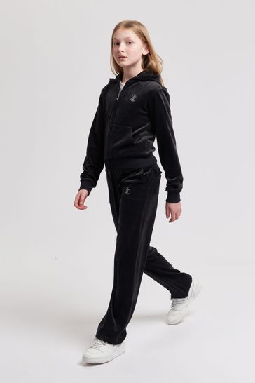 Buy Juicy Couture Black Mini Girls Diamante Wide Leg Joggers from Next Netherlands