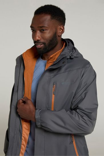 Mountain Warehouse Light Black Mens Bracken Extreme Waterproof 3 In 1 Jacket