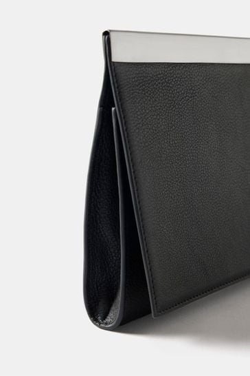 Buy Mint Velvet Black Leather Minimalist Clutch Bag from Next Egypt