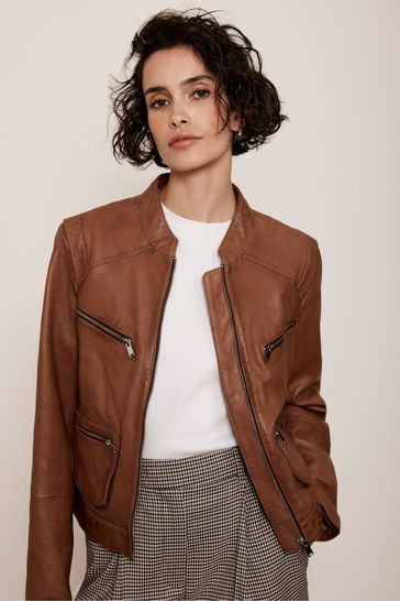Mint velvet leather biker jacket deals