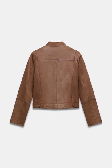 Mint velvet tan leather jacket sale