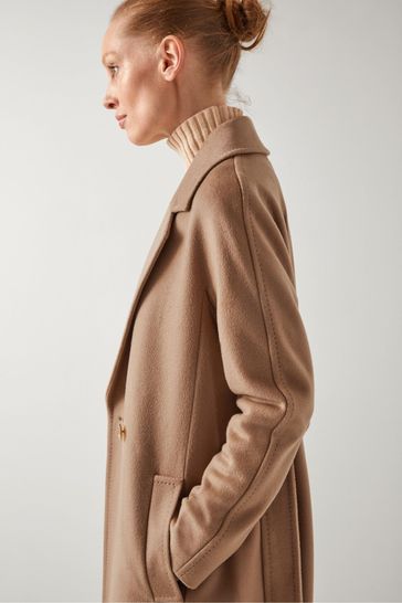 Maxi camel wool coat top