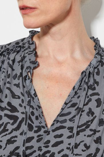 Monsoon Grey Aubrey Leopard Print Midi Dress