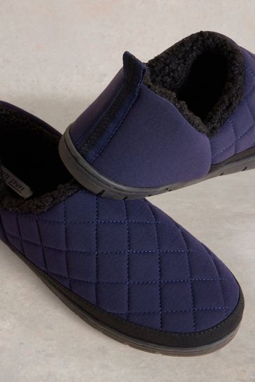 White Stuff Blue Nylon Puffer Slippers
