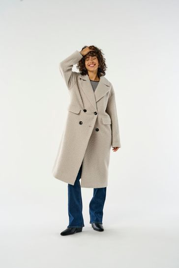 Buy ONLY Cream Boucle Double Breasted Longline Coat from Next Bahrain