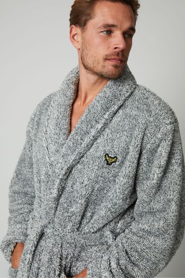 Mens grey fleece dressing gown shop
