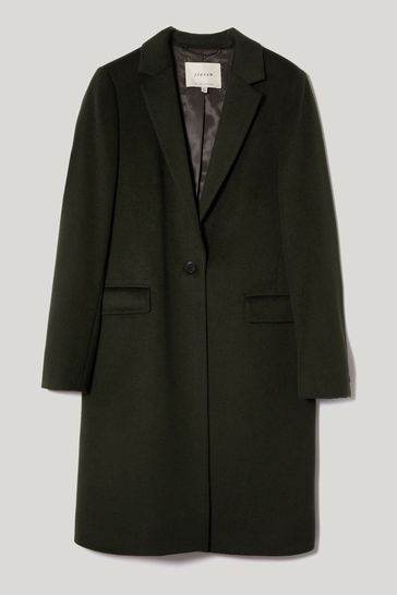 Buy Jigsaw Green Wool Relaxed City Coat from Next Israel