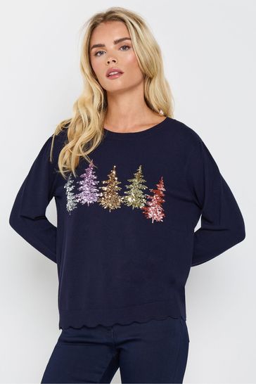 Buy M Co Petite Sequin Christmas Tree Jumper from the Laura Ashley online shop