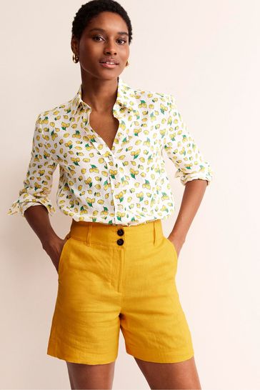 Buy Boden Yellow Westbourne 100 Linen Shorts from Next Bahrain