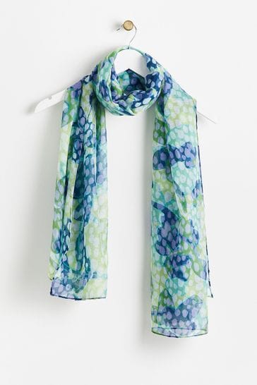 Oliver Bonas Green Floral Spot Lightweight Scarf