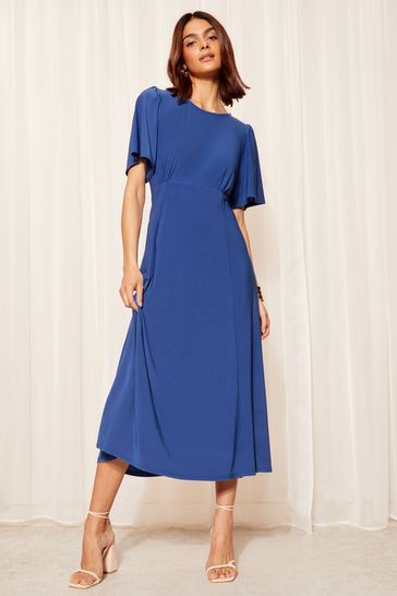 Friends Like These Colbalt Blue ITY Angel Shorts Sleeve Midi Dress