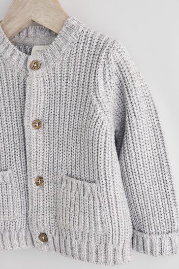 Buy Grey Born In 2025 Baby Knitted 100 Cotton Cardigan from Next Hungary
