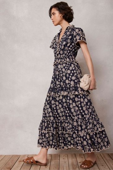 Mint Velvet Blue Navy Floral Print Maxi Dress