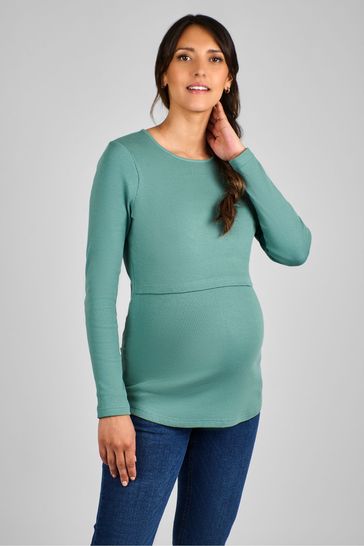 Buy JoJo Maman Bebe Sage Green Ribbed Jersey Maternity Nursing Top from Next Bahrain