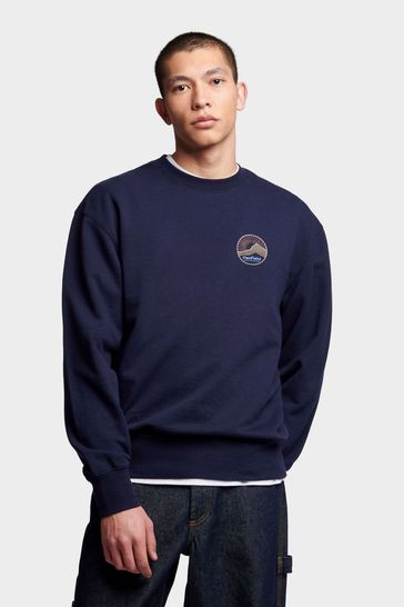 Penfield Mens Relaxed Fit Blue Circle Mountain Sweatshirt