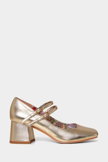 Joe Browns Gold Mary Jane Metallic Double Strap Shoes