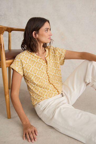 White Stuff Yellow Nelly Embroidered Blouse