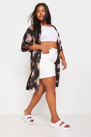 Black floral kimono top