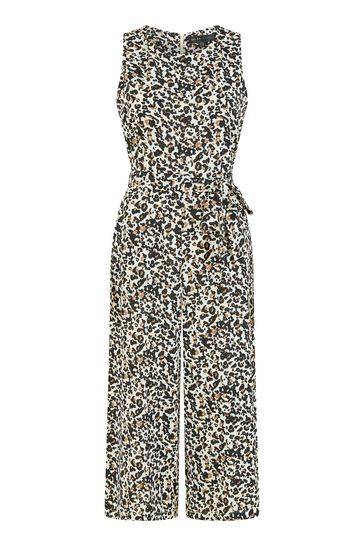 Buy Mela Cream Animal Print Sleeveless Culotte Jumpsuit from Next Bahrain