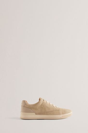 Ted Baker Natural Brentfd Leather Suede Cupsole Shoes
