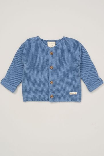 Homegrown Blue Organic Cotton Knitted Cardigan