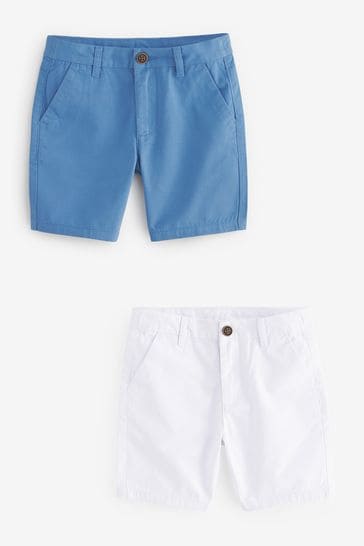 Buy White Blue 100 Cotton Chino Shorts 2 Pack 3 16yrs from Next Bahrain