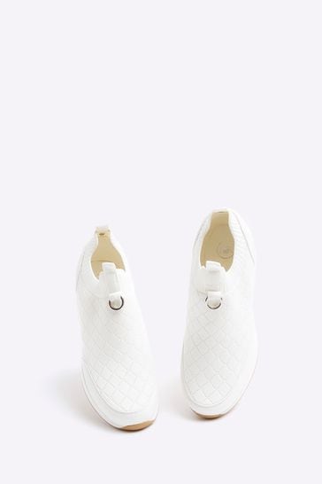 Buy River Island White Elastic Wedge Runner Trainers from Next Bahrain