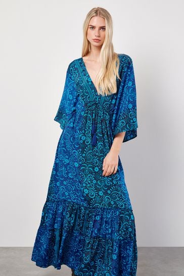 Satin kimono maxi dress cheap